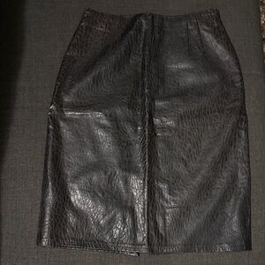 Chocolate Brown Genuine Leather Pencil Skirt - with lining.